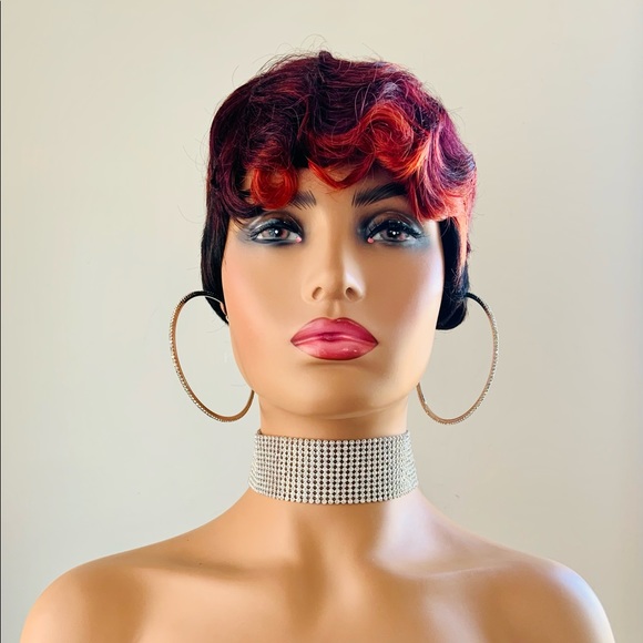 Other - Vintage Style Auburn Black Pin Curl Synthetic Wig